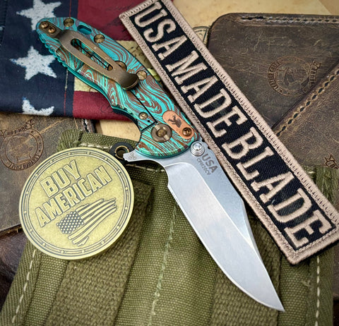 Toxic Anomascus Hinderer XM-18 3.0" Bowie Flipper Black G10 Anodized Stonewashed Ti with Stonewashed 20CV Blade and Bronzed Out Hardware - USA MB