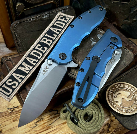 Zero Tolerance ZT0562TI Full Titanium Handles Magnacut Steel Carolina Blue Anodized - USA MB