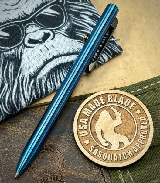 Carolina Blue with Bronze Hardware Tactile Turn Slim Titanium Bolt Action Pen Short 5.1