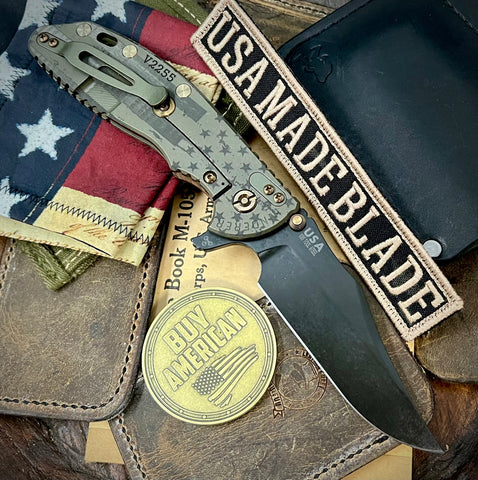 Battle Stars & Stripes Hinderer XM-24 Vintage Skinny Bowie 1095 Steel with Smooth Walnut Scale - USA MB