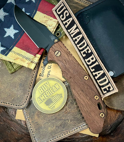 Battle Stars & Stripes Hinderer XM-24 Vintage Skinny Bowie 1095 Steel with Smooth Walnut Scale - USA MB