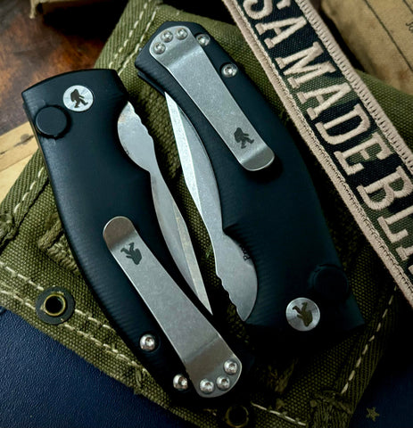 Sasquatched Defiant 7 Prototype Auto Valmara with Black Aluminum Handles and CPM 154 Stonewashed Blade