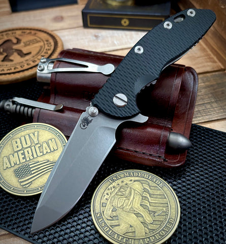 Hinderer XM-18 3.25 Spanto Black G10 Working Finish Ti and Working Finish Magnacut Blade - USA MB