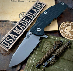 Hinderer Jurassic Hollow Ground Slicer Black G10 Working Finish Ti Magnacut Working Finish Blade