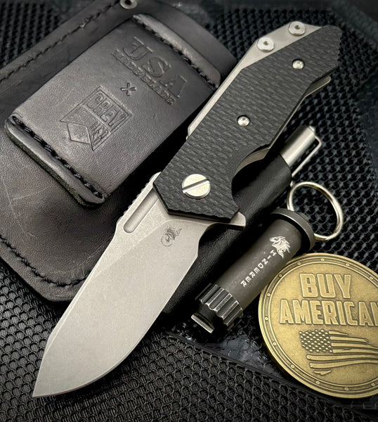 Hinderer Half Track Slicer Gen 2 Black G10 Working Finish Ti and Working Finish Magnacut Blade