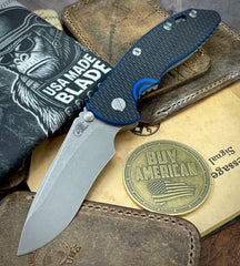 Hinderer XM-18 3.5" Recurve Non-flipper Blue/Black G10 Working Finish Ti Working Finish Magnacut Blade
