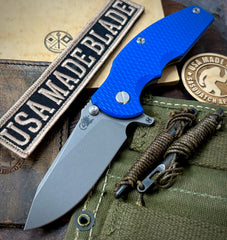 Hinderer Jurassic Hollow Ground Slicer Blue G10 Working Finish Ti Magnacut Working Finish Blade