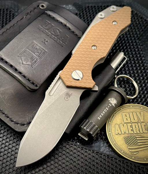 Hinderer Half Track Slicer Gen 2 Coyote G10 Working Finish Ti and Working Finish Magnacut Blade