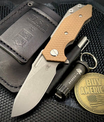 Hinderer Half Track Harpoon Slicer Gen 2 Coyote G10 Working Finish Ti and Working Finish Magnacut Blade - USA MB