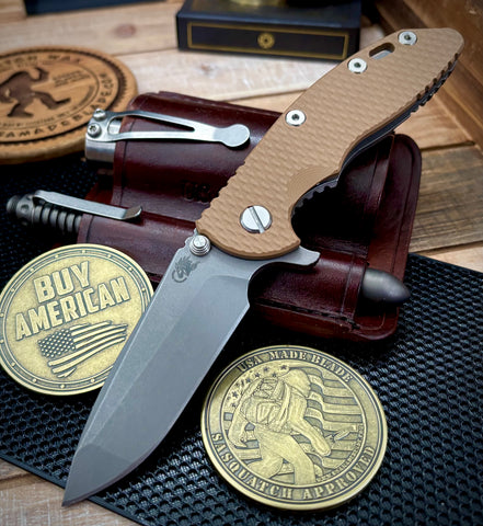 Hinderer XM-18 3.25 Spanto Coyote G10 Working Finish Ti and Working Finish Magnacut Blade - USA MB