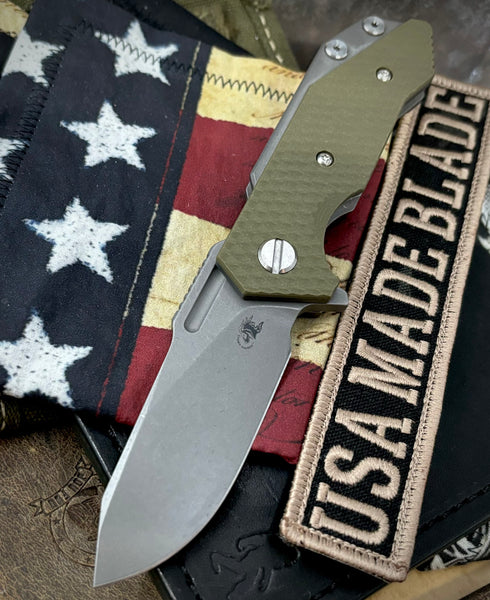 Hinderer Half Track Slicer Gen 2 OD Green G10 Working Finish Ti Magnacut Working Finish Blade