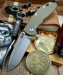 Hinderer XM-18 3.5 Spanto Working Finish Ti OD Green G10 Working Finish Magnacut Blade
