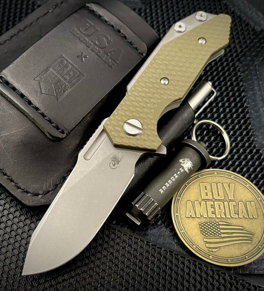 Hinderer Half Track Slicer Gen 2 OD Green G10 Working Finish Ti and Working Finish Magnacut Blade