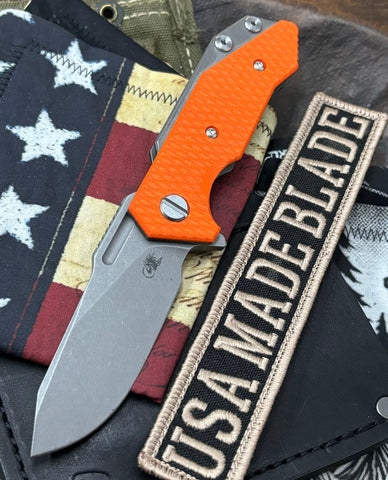 Hinderer Half Track Slicer Gen 2 Orange G10 Working Finish Ti Magnacut Working Finish Blade - USA MB