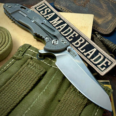 Hinderer XM-18 3.5 Sheepsfoot Working Finish Ti OD G10 Stonewashed S45VN Blade