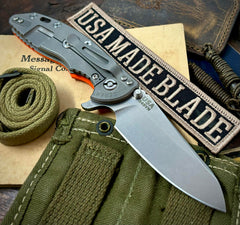 Hinderer XM-18 3.5 Sheepsfoot Working Finish Ti Orange G10 Stonewashed S45VN Blade