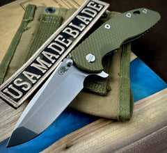 Hinderer XM-18 3.5 Spanto Working Finish Ti  OD Green G10 Stonewashed S45VN Blade