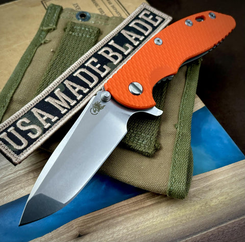 Hinderer XM-18 3.5 Spanto Working Finish Ti  Orange G10 Stonewashed S45VN Blade