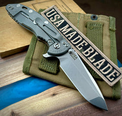 Hinderer XM-18 3.5 Spanto Working Finish Ti  OD Green G10 Stonewashed S45VN Blade