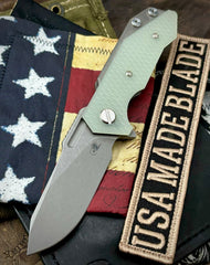 Hinderer Half Track Slicer Gen 2 Translucent Green G10 Working Finish Ti Magnacut Working Finish Blade - USA MB