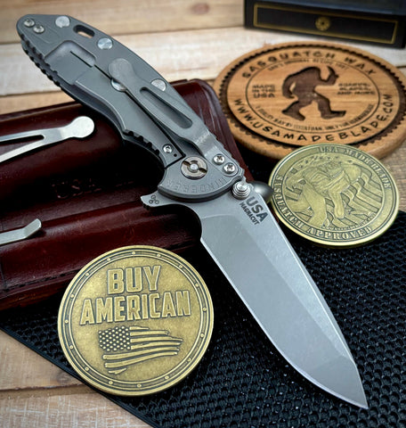 Hinderer XM-18 3.25 Spanto Blue/Black G10 Working Finish Ti and Working Finish Magnacut Blade - USA MB