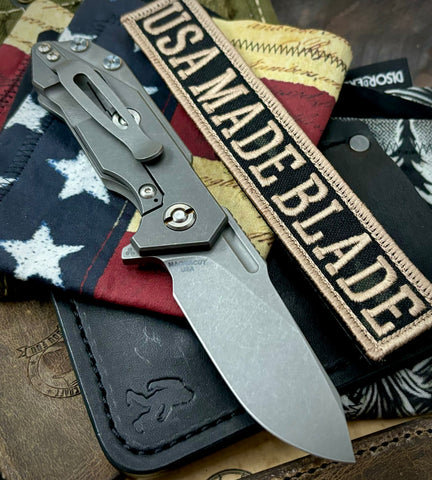 Hinderer Half Track Slicer Gen 2 Red G10 Working Finish Ti Magnacut Working Finish Blade - USA MB