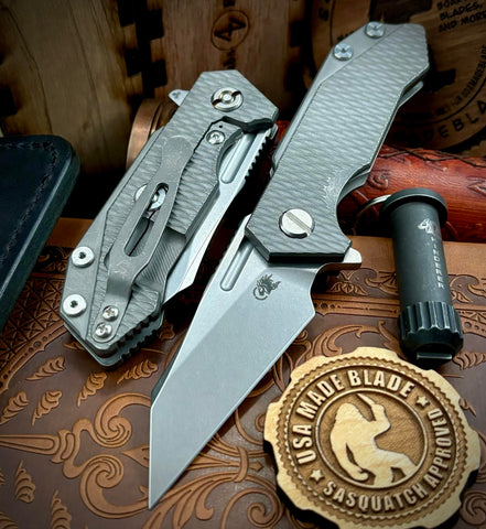 Wharnie Hinderer Half Track Gen 2 Full Textured Ti Working Finish Handles with Stonewashed Magnacut Blade
