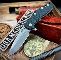 Hinderer XM-18 3.25 Spanto Black G10 Working Finish Ti and Stonewashed Magnacut Blade - USA MB