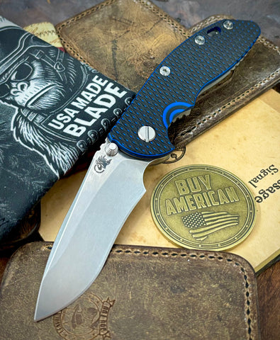 Hinderer XM-18 3.5" Recurve Non-flipper BLU/BLK G10 Working Finish Ti Stonewashed Magnacut Blade