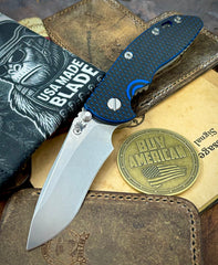 Hinderer XM-18 3.5" Recurve Non-flipper BLU/BLK G10 Working Finish Ti Stonewashed Magnacut Blade