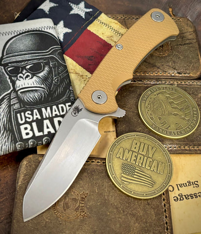 Project X Sheepsfoot Coyote G10 Working Finish Ti with Stonewashed Magnacut Blade