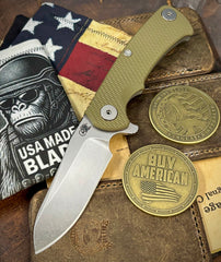 Project X Sheepsfoot OD Green G10 Working Finish Ti with Stonewashed Magnacut Blade