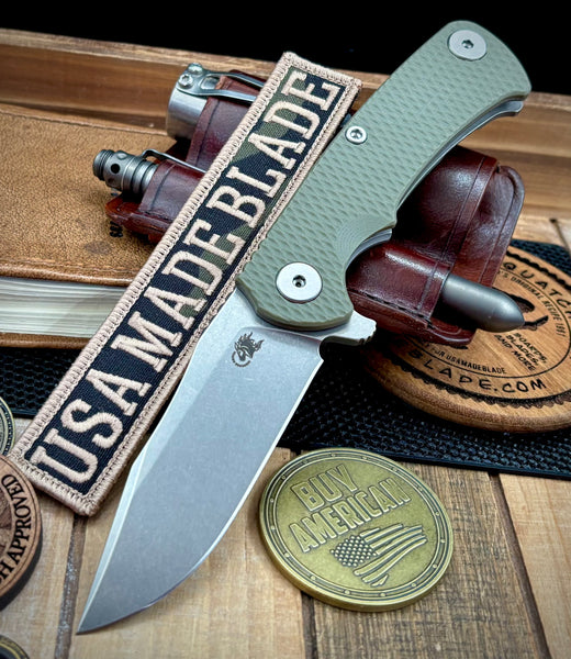 Project X OD Green G10 Working Finish Ti with Stonewashed S45 Clip Point Blade