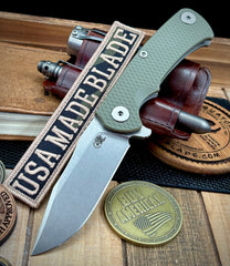 Project X OD Green G10 Working Finish Ti with Stonewashed S45 Clip Point Blade