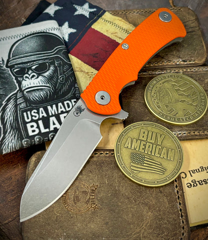 Project X Sheepsfoot Orange G10 Working Finish Ti with Stonewashed Magnacut Blade