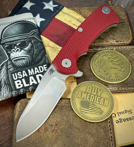 Project X Sheepsfoot Red G10 Working Finish Ti with Stonewashed Magnacut Blade