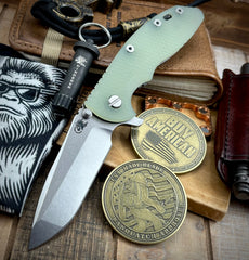 Hinderer XM-18 3.5 Spanto Working Finish Ti  Translucent Green G10 Stonewashed Magnacut Blade