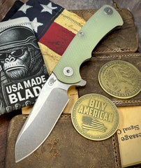 Project X Sheepsfoot Translucent Green G10 Working Finish Ti with Stonewashed Magnacut Blade