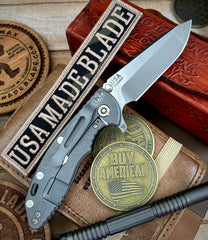Hinderer XM-18 3.25 Spanto Black G10 Working Finish Ti and Stonewashed Magnacut Blade - USA MB