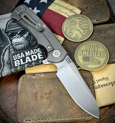 Project X Sheepsfoot Blue/Black G10 Working Finish Ti with Stonewashed Magnacut Blade