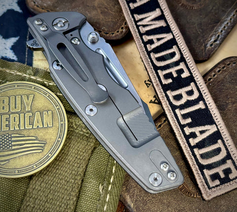 Hinderer Eklipse 3.5" Skinny Fullered Harpoon Spearpoint Blue/Black G10 Working Finish Ti Stonewashed Magnacut Blade - USA MB