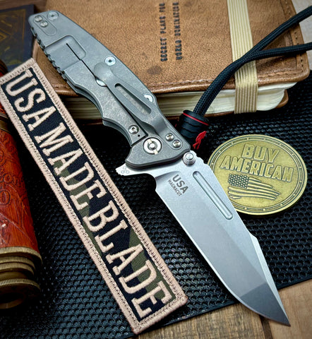 Hinderer Eklipse 3.5" Skinny Fullered Harpoon Spanto Orange G10 Working Finish Ti Stonewashed Magnacut Blade - USA MB