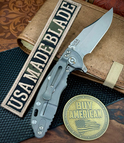 Hinderer XM-18 3.0" Bowie Flipper Orange G10 Working Finish Ti with Working Finish 20CV Blade - USA MB