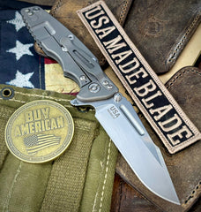 Hinderer Eklipse 3.5" Skinny Fullered Harpoon Spearpoint Translucent Green G10 Working Finish Ti Stonewashed Magnacut Blade - USA MB