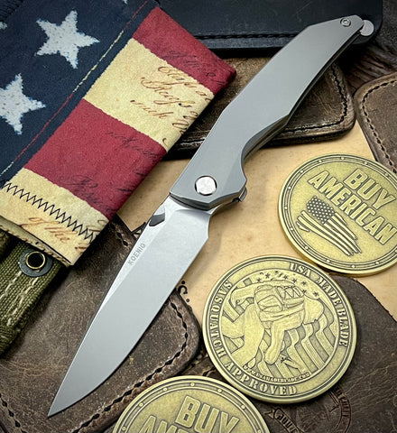 Koenig Xenon with M390 Burnished Blade with Polished Flats and Smooth Ti Handles XE111111111 - USA MB