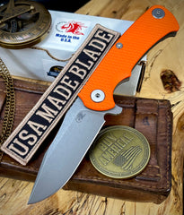 Project X Orange G10 Battle Bronze Ti with Working Finish S45 Clip Point Blade