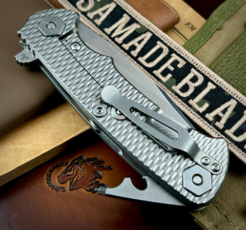 Hinderer Project X Orange G10 Stonewashed Ti with Stonewashed S45VN Blade - USA MB