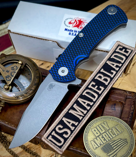 Hinderer Project X Blue/Black G10 Working Finish Ti with Working Finish S45VN Blade