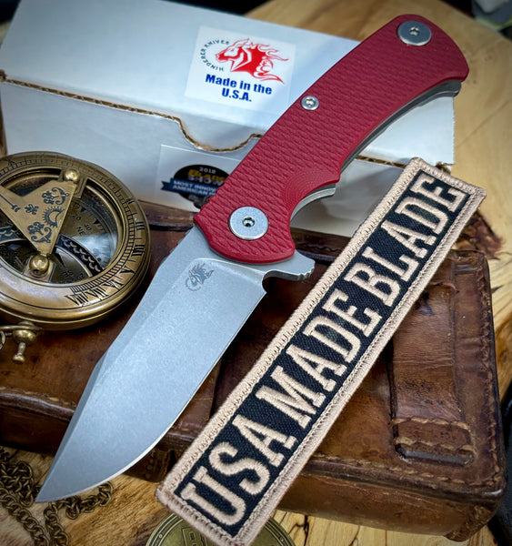 Hinderer Project X Red G10 Working Finish Ti with Working Finish S45VN Blade