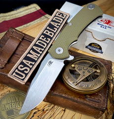 Hinderer Project X OD Green G10 Stonewashed Ti with Stonewashed S45VN Blade